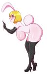 1girl 1girl 2021 absurd_res anthro armwear ass big_ass big_breasts blonde_hair blush breasts carrot_(one_piece) clothing fur furry hair high_res lagomorph legwear leporid mammal minkmen_(one_piece) mostly_nude nipples one_piece rabbit saltyxodium white_body white_fur