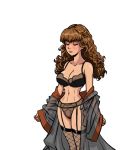 akabur closed_eyes fishnet_stockings fishnets garter_straps garters harry_potter hermione_granger hourglass_figure lingerie panties schoolgirl see-through_bra see-through_panties transparent_background witch_trainer