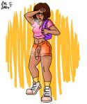  1futa 2019 arm_up backpack beastiality belly bellybutton big_penis brown_eyes brown_hair brown_skin dark-skinned_futanari dark_skin dora_marquez dora_the_explorer evilgirl futa_only futanari intersex latina mexican nick_jr. nickelodeon olive_skin open_mouth penis pink_shirt shoes short_hair shorts socks standing steam sweat sweaty sweaty_balls sweaty_belly sweaty_thighs tired white_background yellow_background 