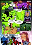 1boy 1girl ankle_grab blackfire blush breast_sucking breasts comic dc_comics english_text female glgrdsklechhh incogneato interspecies long_hair male male/female mostly_nude no_bra no_panties starfire teen_titans tentacles wrist_grab