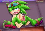  archie_comics bbmbbf blush cum_on_penis cum_upwards dildo dildo_strapped_on_feet dildos glasses legs_apart legs_spread_open male_feet male_only mobius_unleashed palcomix pietro&#039;s_secret_club scourge_the_hedgehog sega soles sonic_(series) sonic_the_hedgehog_(series) 