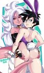 2_girls android_21 ass_grab bunnysuit dragon_ball dragon_ball_fighterz dragon_ball_z female/female female_only majin_android_21 time_paradox videl yuri