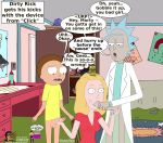 adult_swim beer bent_penis beth_smith beverage big_penis blonde_hair clothing cum cum_in_mouth cum_on_face dazed drunk erect_nipples erect_nipples_under_clothes erection holding_penis morty_smith pale rick_and_morty rick_sanchez rompguy rompguylove small_waist