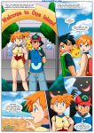 1boy 1girl angry_face ash_ketchum beach bored comic kasumi_(pokemon) misty misty_(pokemon) palcomix pikachu pokemon pokepornlive satoshi_(pokemon) smiley_face to_catch_a_trainer