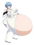  blue_hair gigantic_breasts hyper_pregnancy neon_genesis_evangelion plugsuit pregnant pregnant_belly pregnant_female purple_eyes rei_ayanami saburox surprised 