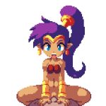 1girl big_breasts cleavage cum_inside female gif pixel_art riding shantae shantae_(character) wayforward