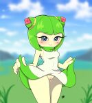  1girl artist_name blue_eyes cosmo_the_seedrian cum cum_in_pussy female green_hair pepamintop plant plant_girl pussy sega smile sonic_(series) sonic_the_hedgehog_(series) sonic_x 