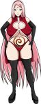 ale-mangekyo ale-mangekyo_(artist) ass beige_skin big_ass big_breasts breasts cleavage commission female green_eyes naruto pink_hair sakura_haruno solo tattoo underboob