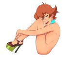 choker glasses high_heels katie_holt looking_at_viewer nude panzer pidge_gunderson voltron voltron:_legendary_defender white_background