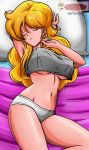  1girl bad_launch big_breasts breasts clothing dragon_ball erect_nipples female_only launch nipple_bulge sleeping solo solo_female 