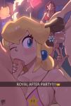 2019 big_breasts bikini blue_eyes breasts cum cum_in_mouth deepthroat earrings fellatio flower_earrings lips oral oral_sex orgy pauline peculiart penis penis_in_mouth princess_daisy princess_peach sex super_mario_bros.