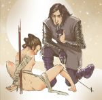 1boy 1girl ass ben_solo bondage breasts clothed_male_nude_female kylo_ren rey_(star_wars) star_wars tied_up