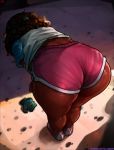 1girl bent_over brown_hair cartoon_network cellphone connie_maheswaran dark-skinned_female dark_skin dat_ass no_socks phone pink_sneaker pov shorts sneakers steven_universe t-shirt tight_shorts yellowroom