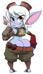 1girl butt_crack huge_ass league_of_legends looking_back monster_girl short_hair sideboob tristana white_hair yordle