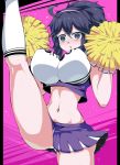 alternate_costume big_breasts breasts cheerleader cosplay game_freak hex_maniac impossible_clothes long_hair looking_at_viewer microskirt miniskirt nintendo panties pokemon pom_poms pose purple_hair revealing_clothes skirt smile suzusiigazuki white_panties