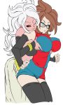 1girl 2_girls android android_21 android_21_(human) breast_grab breasts dragon_ball dragon_ball_fighterz dragon_ball_super dragon_ball_super:_super_hero dragon_ball_z:_kakarot female_only incest incest_yuri majin_android_21 selfcest vomi_(dragon_ball) yuri