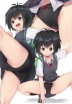 1girl bag black_hair black_panties cameltoe debutya_aki kick kicking multiple_views panties pantyshot peni_parker school_uniform short_hair skirt_lift spider-man_(series) underwear upskirt