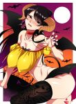 1girl alternate_costume ass bat big_breasts blush breasts cosplay demon_horns demon_tail demon_wings embarrassed embarrassing fang halloween horns impossible_clothes komi-san_wa_komyushou_desu komi_shouko legwear microskirt miniskirt pose revealing_clothes skirt tail tesu wings