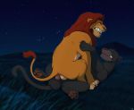  anal anal_sex bagheera_(jungle_book) black_fur crossover disney feline jaguar jungle_book lion male male_only mufasa night_sky nighttime panther the_lion_king yaoi 