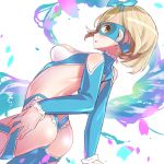 1girl alternate ass blonde breasts clothes cosplay djeeta_(granblue_fantasy) granblue_fantasy hair impossible leotard mask open rainbow_mika revealing short small smile stockings street_fighter thick thighs