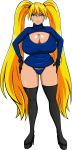 ale-mangekyo ale-mangekyo_(artist) ass beige_skin big_ass big_breasts blue_eyes breasts cleavage cleavage_cutout commission female genderswap huge_breasts massive_breasts naruko naruto solo tattoo yellow_hair