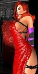 arms_behind_back arms_tied ball_gag bondage jessica_rabbit red_dress thighs who_framed_roger_rabbit