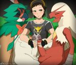  cum cumming cumming_penis decidueye double_handjob erect_penis erection frottage handjob human human/pokemon human_on_anthro male male/male male_only nintendo penis penises_touching pokemon pokemon_(anime) sex threesome trio yaoi 