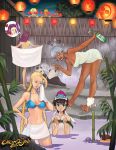 4boys 4girls akiman aragaya bamboo barefoot bath bikini_top blanka blonde_hair braid brown_hair cammy_white capcom dark-skinned_female dark_skin drunk elena_(street_fighter) flashing forest ken_masters korean legs multiple_boys multiple_girls naked_towel nature one_eye_closed onsen oro_(street_fighter) panda purple_hair rose_(street_fighter) sakura_kasugano short_hair street_fighter street_fighter_iii towel twin_braids wink yasuda_akira zangief