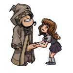 akabur chibi cum ejaculation eyes_wide_open handjob harry_potter hermione_granger hood hooded reluctant robe school_uniform schoolgirl surprise_ejaculation surprised transparent_background witch_trainer