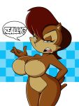 archie_comics blue_eyes breaking_the_fourth_wall brown_hair grimphantom huge_breasts nude sally_acorn sega sonic_*(series) sonic_the_hedgehog_(series) wide_hips