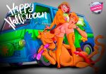  1girl 2boys animal_genitalia anus ass beastiality breast cum_in_pussy dildo dog erection glasses halloween happy_halloween mystery_machine nipple panties panties_aside scooby scooby-doo shaggy shaved_pussy skirt skirt_lift stockings thighs velma_dinkley wet_dildo 