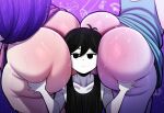 ai_generated aigooner19aught7 basil_(omori) big_ass big_thighs blackwhiplash_(style) head_between_asses mari_(omori) omori_(character)