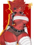  1girl 1girl 1girl anthro bandages belt big_breasts breasts breasts child_bearing_hips cleavage clothed clothing curvy curvy_female drawlab33t eyepatch female_only fexa five_nights_at_freddy's fnaf fox fox_ears fox_girl fredina's_nightclub furry hips partially_clothed paws red_body red_fur red_hair shorts solo_female standing tagme thick_hips thick_thighs thighs 