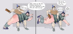 2023 2boys beard bigboycreator birthday black_hair brown_hair chair chubby chubby_male english_text grey_background human human_only male male_only no_visible_genitalia otk otk_spanking over_the_knee over_the_knee_spanking pants_down spanking speech_bubble speech_bubbles teeth_clenched