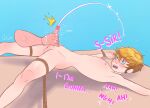  2026 2boys artist_signature bed blonde_hair blue_background blue_eyes cum cum_on_hand cumming cumshot english_text eyes_wide_open handjob human human_only male male_only original out_of_frame_male twiloe twink yaoi 