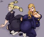  1boy 2_girls ass assjob big_ass breasts buttjob double_buttjob gigantic_ass giygal hato_higashikata hotdogging huge_ass jojo's_bizarre_adventure jujutsu_kaisen nishimiya_momo penis_between_ass penis_on_ass 