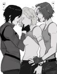 1girl 3_girls ada_wong ada_wong_(adriana) bandaged_arm bandages biohazard biohazard_4 black_hair blonde_hair blonde_pubic_hair blood_stain breasts brown_hair bush capcom clothed clothed_female commission ear_piercing eskalobur eyebrow_piercing female_only female_pubic_hair finger_in_another's_mouth finger_to_mouth fingerless_gloves girl_sandwich gloves grabbing_another's_head grabbing_head grabbing_hips grace_ashcroft grace_ashcroft_(julia_pratt) hand_on_head hands_on_hips happy_trail head_grab headgear heart hip_grab hips imminent_sex jill_valentine jill_valentine_(sasha_zotova) leather_gloves lip_piercing messy_hair multiple_girls nipple_piercing nipples piercings pubes pubic_hair resident_evil resident_evil_1 resident_evil_2 resident_evil_2_(remake) resident_evil_2_remake resident_evil_3 resident_evil_3:_nemesis resident_evil_3_remake resident_evil_4 resident_evil_4_(remake) resident_evil_4_remake resident_evil_5 resident_evil_6 resident_evil_9 resident_evil_9:_requiem resident_evil_remake resident_evil_requiem sandwiched short_hair slim slim_female slim_waist small_breasts standing standing_up tank_top tank_top_lift text_bubble thin_female thin_waist threesome twitter yuri 