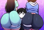 ai_generated aigooner19aught7 aubrey_(omori) big_ass big_thighs blackwhiplash_(style) head_between_asses omori_(character)