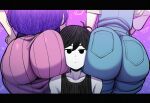 ai_generated aigooner19aught7 basil_(omori) big_ass big_thighs blackwhiplash_(style) head_between_asses mari_(omori) omori_(character)