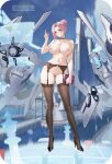 1girl armlets azur_lane big_breasts black_choker black_garter_belt black_high_heels black_stockings blue_eyes book breasts choker dead_or_alive_xtreme_venus_vacation edit elise_(doa) female_only garter_belt hair_bun high_heels holding_book holding_pen mofumochii naked_female necklace nipples nude nude nude_female pen pink_hair pussy pussy solo_female stockings third-party_edit