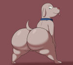  2024 absurd_res anthro ass backsack balls bedroom_eyes bent_over big_ass big_butt black_eyes blue_collar brown_background brown_body brown_ears bubble_ass bubble_butt butt canid canine canis collar colossalstars digital_media_(artwork) dog_(robot_dreams) domestic_dog fur genitals half-closed_eyes hi_res huge_ass huge_butt looking_at_viewer looking_back male male_only mammal narrowed_eyes nude presenting presenting_hindquarters raised_tail red_nose robot_dreams seductive simple_background solo standing tail tongue tongue_out 