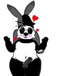  1girl 1nonbinary anthro ass_grab black_fur chubby chubby_female cumming cumshot cute erection furry glasses goth grey_fur hearts kissing kissing lagomorph lgbt mute nerd nonbinary nonbinary_(lore) original_characters panda rabbit stockings thick_thighs trans_woman trans_woman_(lore) transfem white_fur wholesome 