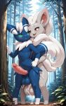  3_toes 4_fingers absurd_res ai_generated anal anal_penetration animal_genitalia anthro anthro_on_anthro anthro_penetrated anthro_penetrating anthro_penetrating_anthro balls big_balls big_ears big_penis big_tail biped blue_body blue_fur blue_sclera blush blush_lines bodily_fluids brown_eyes cinccino cum cum_in_ass cum_inside cum_on_balls cum_on_body cum_on_ground cum_on_penis duo excessive_cum excessive_genital_fluids fangs feet fingers fluffy_(artist) fluffy_tail forest fur generation_5_pokemon generation_6_pokemon genital_fluids genitals green_eyes grey_body grey_fur high_res huge_balls huge_penis hybrid_genitalia hybrid_penis long_ears looking_at_another looking_at_partner male male/male male_penetrated male_penetrating male_penetrating_male meowstic neck_tuft nintendo open_mouth open_smile outside outside_sex penetration penile penile_penetration penile_spines penis penis_in_ass plant pokemon pokemon_(species) sex sheath smile smiling_at_partner snout standing standing_sex tail teeth toes tree tuft vein veiny_penis white_body white_fur yiff_ai_(director) 