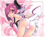  1girl bent_over breasts cameltoe disgaea female_only hase_yu horns makai_senki_disgaea_3 nipple_slip nipples panties pantyshot pink_background raspberyl sideboob tail thigh_gap underwear upskirt wings zoom_layer 