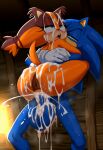  1boy 1girl ahoge ai_generated anthro anus ass bigtub7775 blue_eyes blue_fur blush completely_naked completely_nude_female cum_in_pussy cum_inside cum_on_body furry furry_female furry_male gloves hugging nude nude_female nude_male open_mouth orange_fur sega sex shadow_the_hedgehog sonic_the_hedgehog sonic_the_hedgehog_(series) sticks_the_badger testicle vaginal_penetration vaginal_sex 