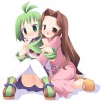  castile castille fingering green_eyes green_hair kagura_yuuki marona multiple_girls phantom_brave pussy putty red_eyes red_hair thighhighs uncensored yuri 