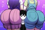 ai_generated aigooner19aught7 basil_(omori) big_ass big_thighs blackwhiplash_(style) head_between_asses mari_(omori) omori_(character)