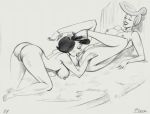  2002 betty_rubble hanna-barbera julius_zimmerman_(artist) monochrome the_flintstones wilma_flintstone yuri 