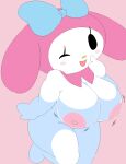 1girl 2020 ;d anthro areolae big_breasts black_eyes blue_bow blush bow breasts bunny bunny_ears bunny_girl cassettedream cute dream-cassette erect_nipples female female_only floppy_ears furry furry_only highres hood hoshime huge_areolae huge_breasts jiggle jiggling_breasts mob_face my_melody nipples no_humans nude nude_female onegai_my_melody open_mouth pink_areola pink_background pink_hood pose posing rabbit rabbit_humanoid ribbon sanrio shortstack softcore solo solo_female solo_focus thick_thighs white_fur wholesome winking winking_at_viewer yellow_nose