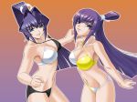  2girls bikini blue_eyes hair_intakes koubuin_yuuhi meiya_mitsurugi misnon_the_great mitsurugi_meiya multiple_girls muv-luv muvluv ponytail purple_hair swimsuit yuuhi_koubuin 